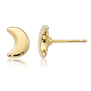 14k Yellow Gold Moon Stud Earrings