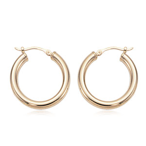14k Yellow Gold Medium Tube Hoop Earrings