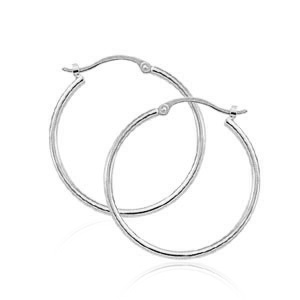 14k White Gold Medium Hoop Earrings