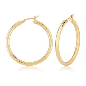 14k Yellow Gold 2.5x25mm Hoop Earrings