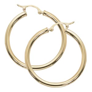 14k Yellow Gold 2.5x30mm Hoop Earrings