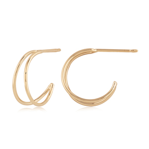 14k Yellow Gold Tapered Double Wire Earrings