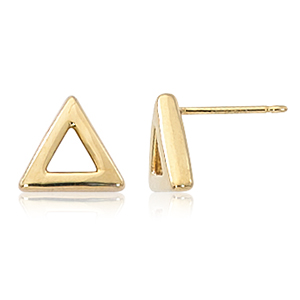 14k Yellow Gold Open Triangle Stud Earrings