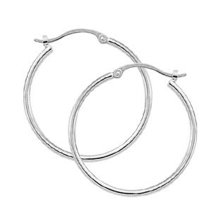 14k White Gold Large Hoop Earrings