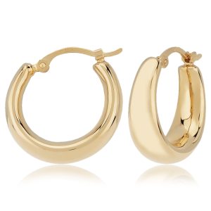 14k Yellow Gold Small Tapered Round Hoop Earrings