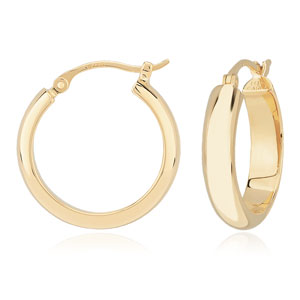 14k Yellow Gold Half Round Tube Hoop Earrings