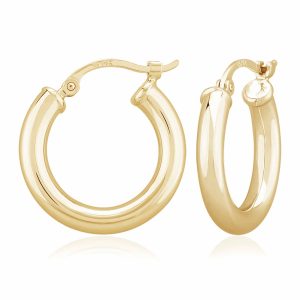 14k Yellow Gold Small Tube Hoop Earrings