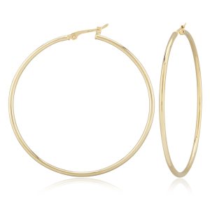 14k Yellow Gold 1.5x40mm Hoop Earrings