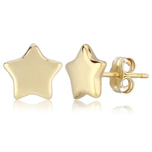 14k Yellow Gold Star Stud Earrings