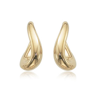 14k Yellow Gold Twisted Oval Hoop Earrings