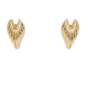 14k Yellow Gold Ribbed Wing Earrings