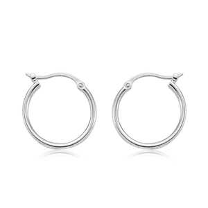 14k White Gold Small Tube Hoop Earrings