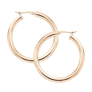 14k Yellow Gold Large Tube Hoop Earrings