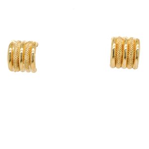 14k Yellow Gold Textured Half Hoop-Style Earrings