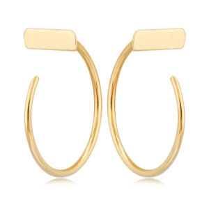 14k Yellow Gold Bar Hoop Earrings