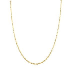 14k Yellow Gold 16 Inch Diamond-Cut Flex Rope Chain 1.3mm