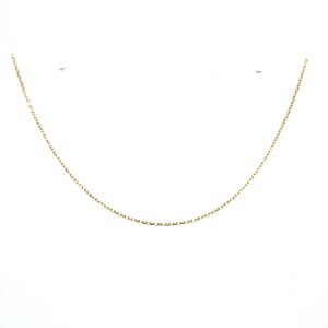14k Yellow Gold 20 Inch Diamond-Cut Elongated Cable Chain 1.1mm