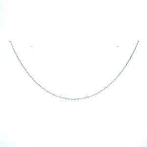 14k White Gold 16 Inch Diamond-Cut Elongated Cable Chain 1.1mm