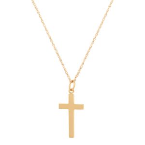 14k Yellow Gold Medium Flat Polished Cross Pendant