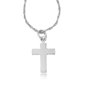 14k White Gold Small Cross Pendant Necklace