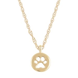 14k Yellow Gold Paw Cutout Pendant