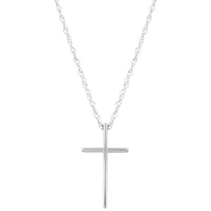 14k White Gold Small Swedged Cross Pendant