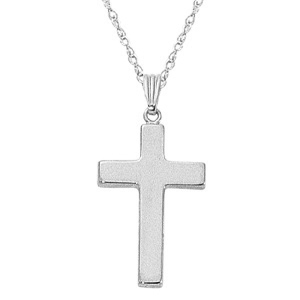 14k White Gold Polished Cross Pendant