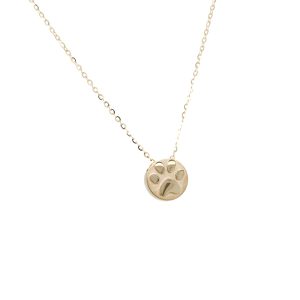 14k Yellow Gold Paw Print Pendant