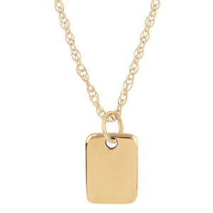 14k Yellow Gold Mini Dog Tag Pendant