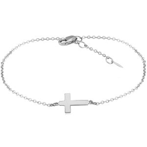 14k White Gold Small Cross Bracelet