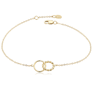 14k Yellow Gold Interlocked Ring Ankle Bracelet