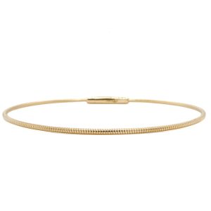 14k Yellow Gold Spiral Twist Textured Flex Bangle Bracelet