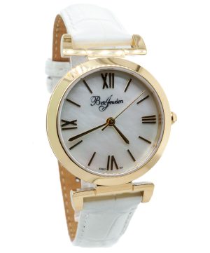 Betz Signature Series Watch White Leather Mother of Pearl Dial