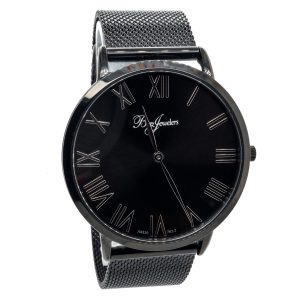 Betz Signature Series Watch Black Plated Mesh Bracelet Black Dial