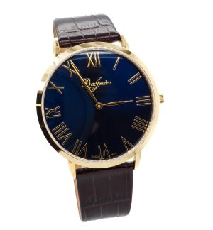 Betz Signature Series Watch Yellow Stainless Brown Leather Strap