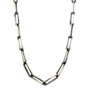 Sterling Silver 24 Inch Brushed Gun Metal Paperclip Chain