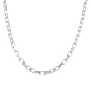 Sterling Silver 16 Inch Diamond-Cut Elongated Cable Chain
