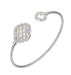 Sterling Silver Rhodium Plated Mother of Pearl Cuff