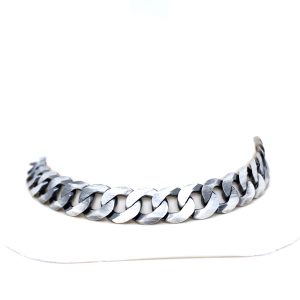 Sterling Silver 8.5 Inch Brushed Gun Metal Curb Chain Bracelet