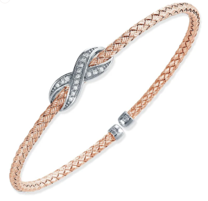 Sterling Silver Rose Gold Plated Cubic Zirconia Infinity Cuff
