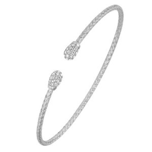 Sterling Silver Cubic Zirconia End Cap Cuff Bracelet