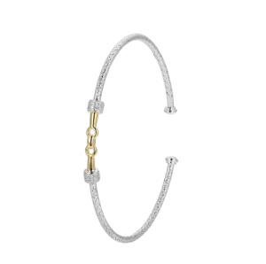 Sterling Silver Two Tone Link Cuff Bracelet