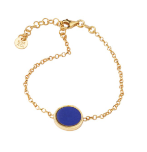 Sterling Silver Yellow Gold Plated Lapis Bracelet