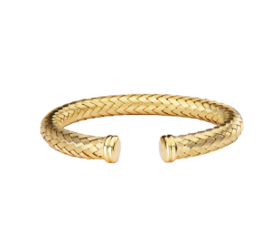 Sterling Silver Yellow Gold Plated Weave Cuff Bracelet