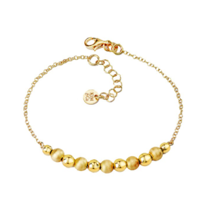 Sterling Silver Yellow Gold Plated Bead Bracelet