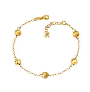 Sterling Silver Yellow Gold Plated Bead Station Bracelet