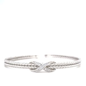 Sterling Silver Cubic Zirconia Infinity Double Cuff Bracelet
