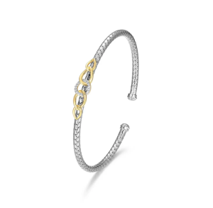 Sterling Silver Two Tone Oval Link Cuff Bracelet