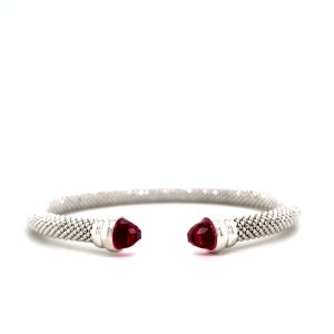 Sterling Silver Fuchsia Crystal Cuff Bracelet