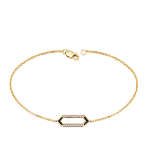 Sterling Silver Yellow Gold Plated Cubic Zirconia Hexagon Bracelet